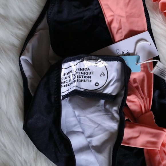 M Pink and Navy Blue High Waist 2 Piece Bikini swimsuit - Picture 5 of 9